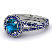 Milgrain Round Blue Topaz Engagement Ring - Payton No. 515 image 1