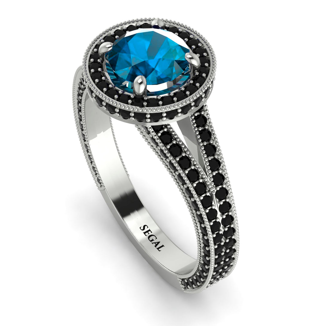 Milgrain Round Blue Topaz Engagement Ring - Payton No. 509