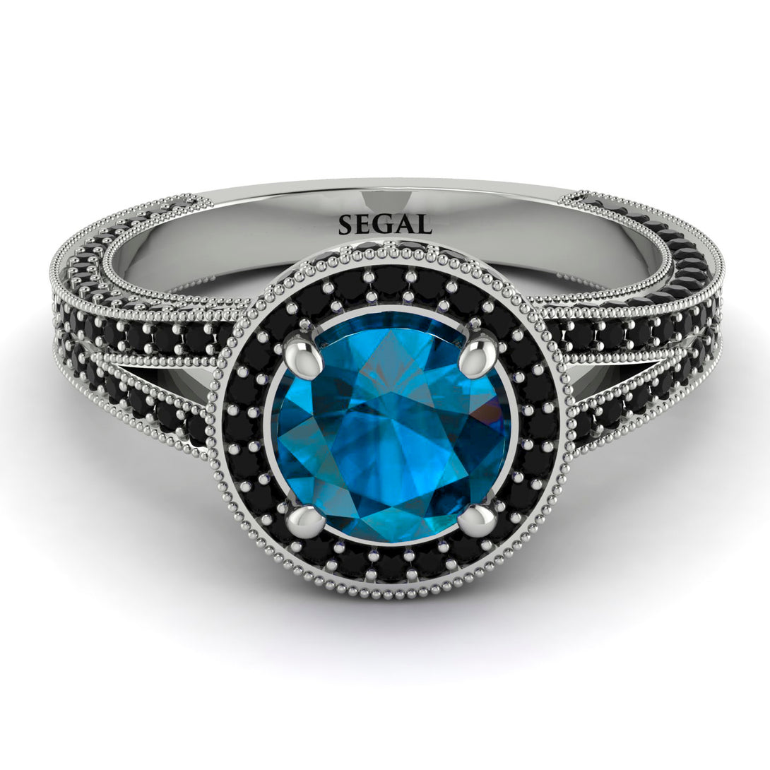Milgrain Round Blue Topaz Engagement Ring - Payton No. 509