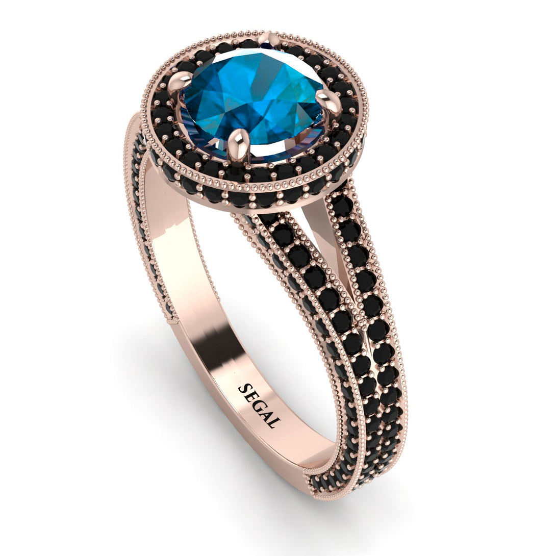 Milgrain Round Blue Topaz Engagement Ring - Payton No. 508