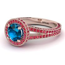 Milgrain Round Blue Topaz Engagement Ring - Payton No. 511 image 1