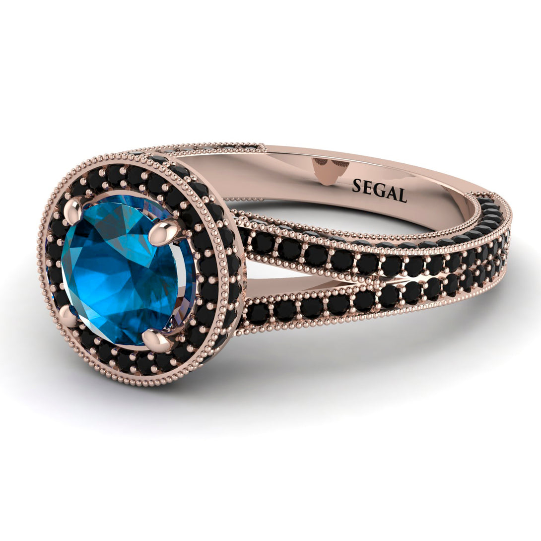Milgrain Round Blue Topaz Engagement Ring - Payton No. 508