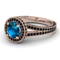 Milgrain Round Blue Topaz Engagement Ring - Payton No. 508 image 1