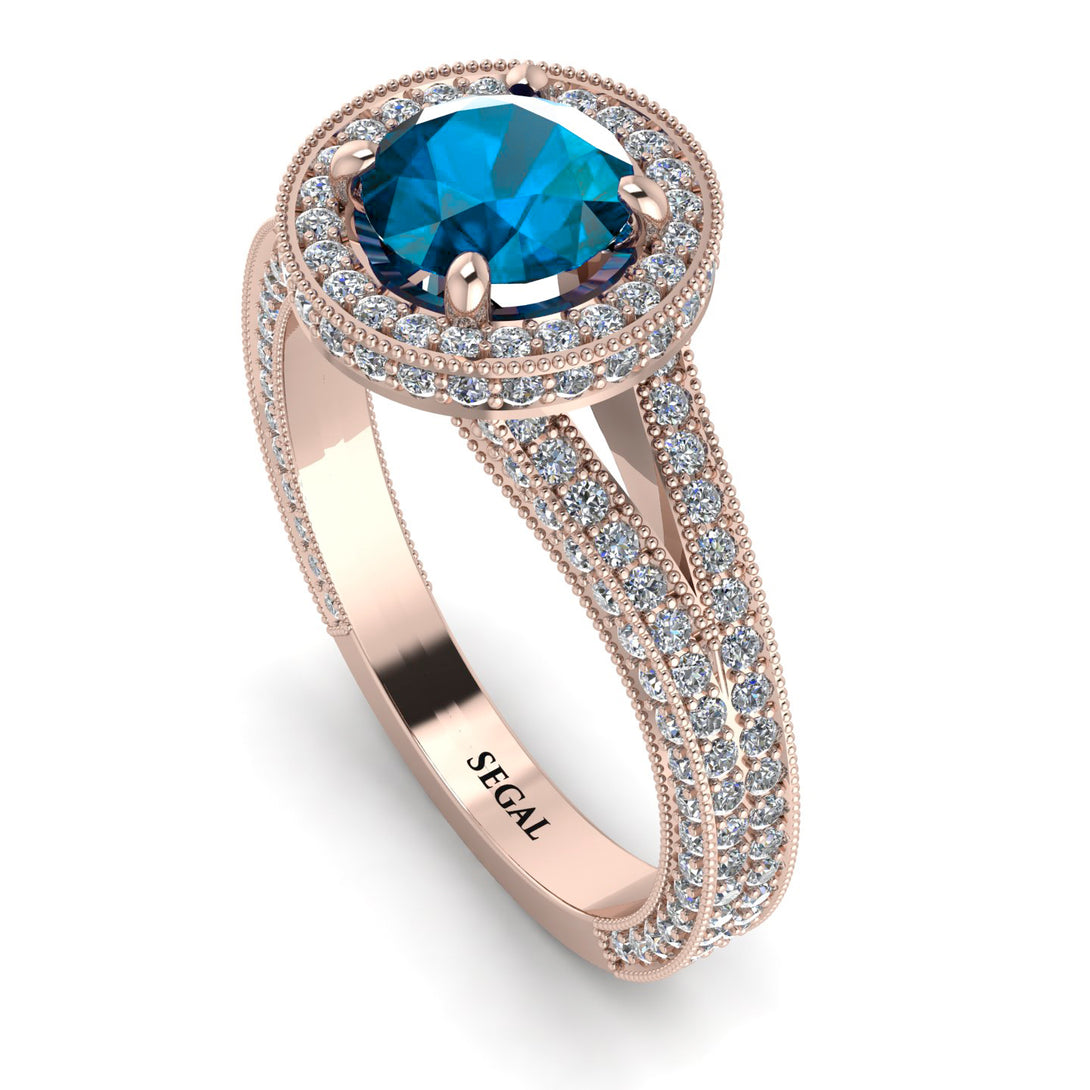 Milgrain Round Blue Topaz Engagement Ring - Payton No. 502