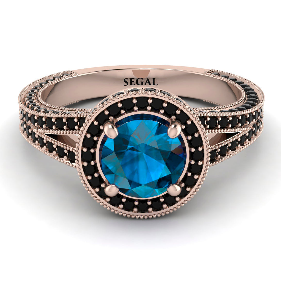 Milgrain Round Blue Topaz Engagement Ring - Payton No. 508