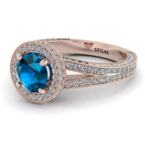 Milgrain Round Blue Topaz Engagement Ring - Payton No. 502 image 1
