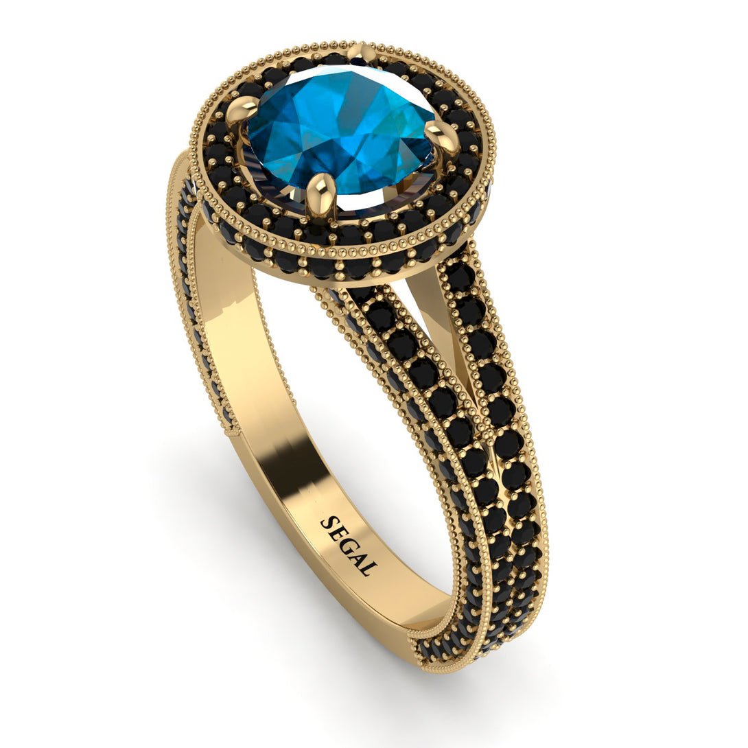 Milgrain Round Blue Topaz Engagement Ring - Payton No. 507