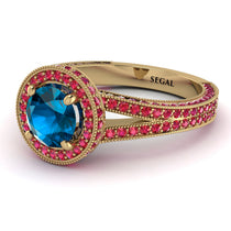 Milgrain Round Blue Topaz Engagement Ring - Payton No. 510 image 1