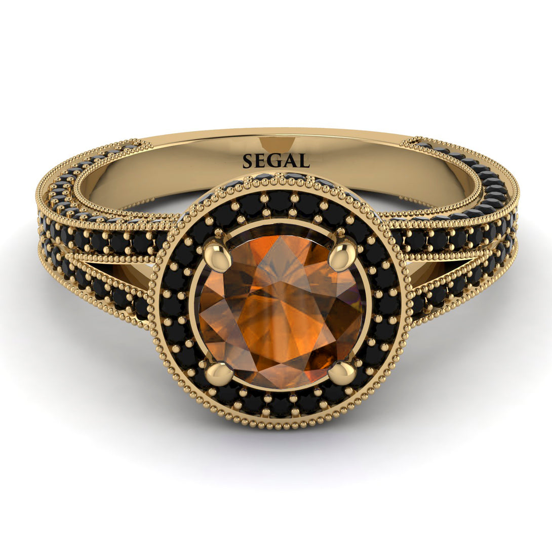Milgrain Round Brown Diamond Engagement Ring - Payton No. 1107