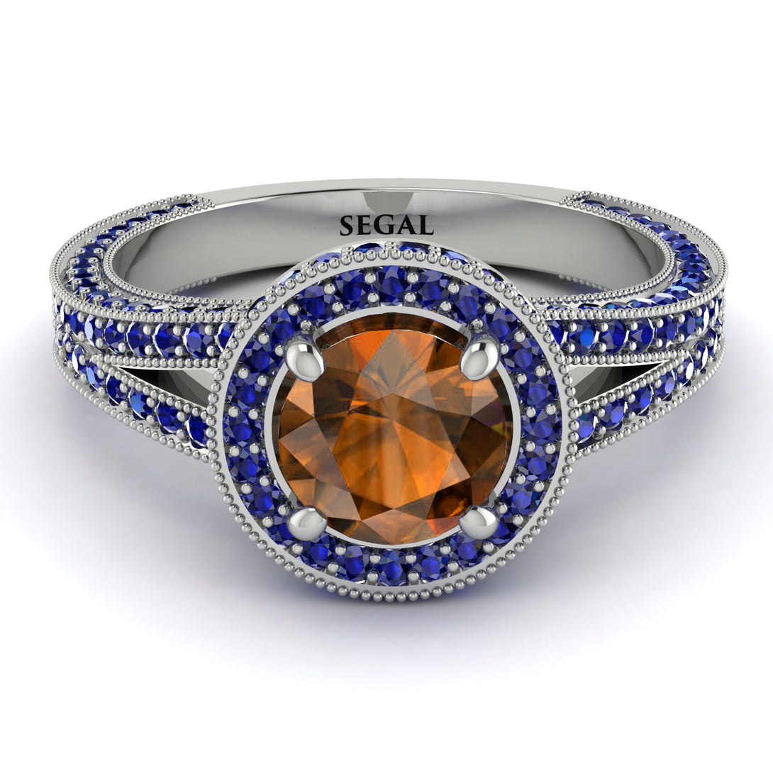 Milgrain Round Brown Diamond Engagement Ring - Payton No. 1115
