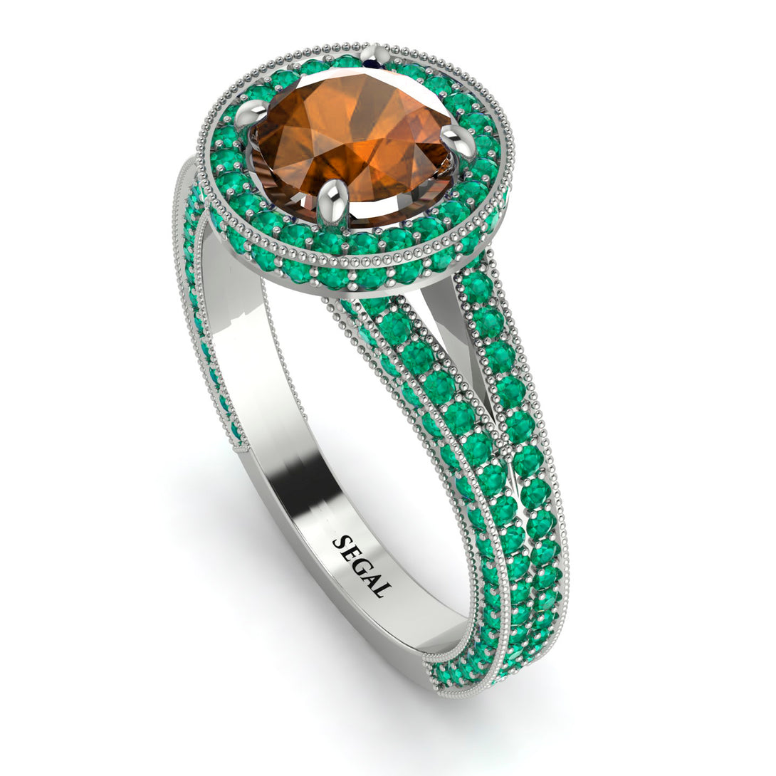 Milgrain Round Brown Diamond Engagement Ring - Payton No. 1106