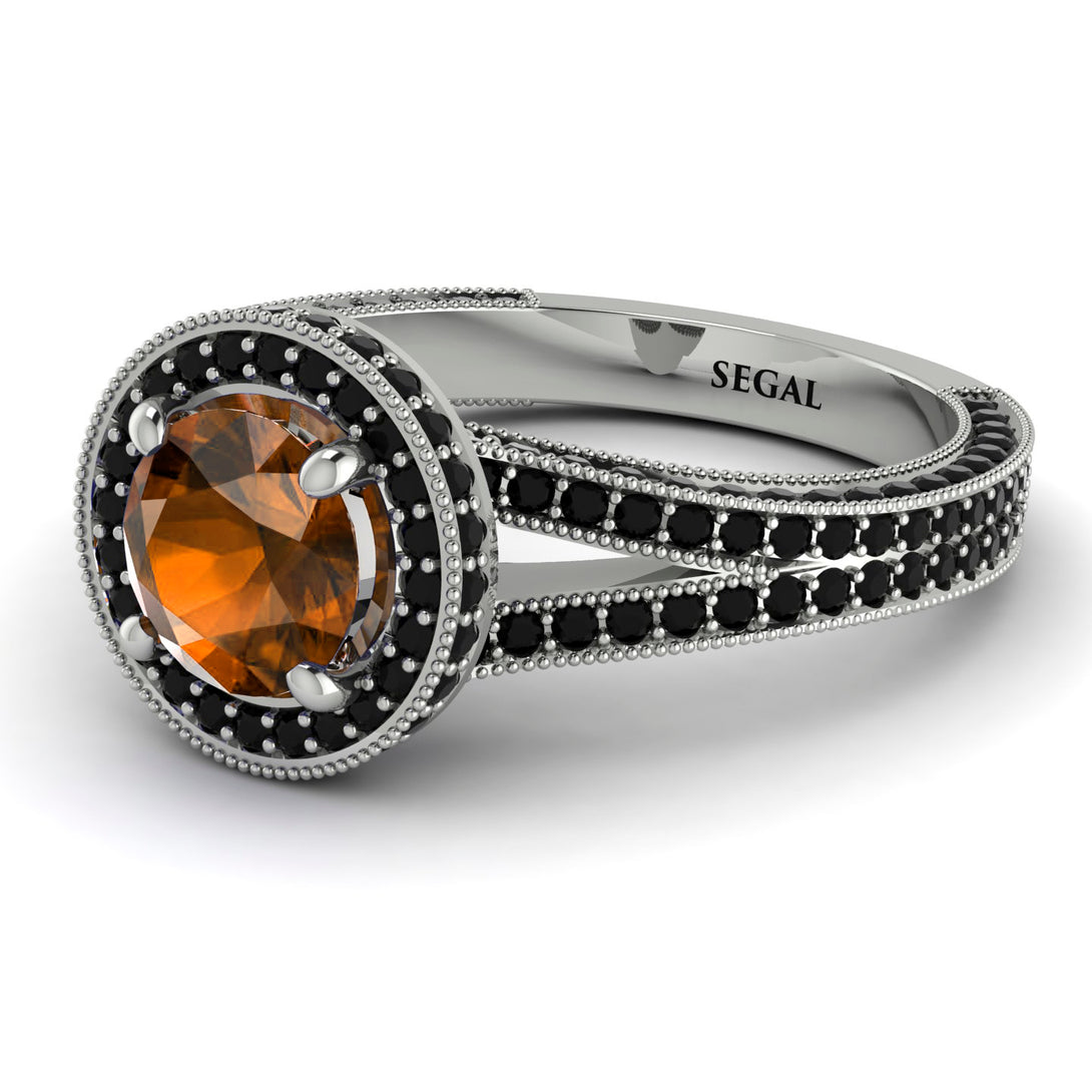 Milgrain Round Brown Diamond Engagement Ring - Payton No. 1109