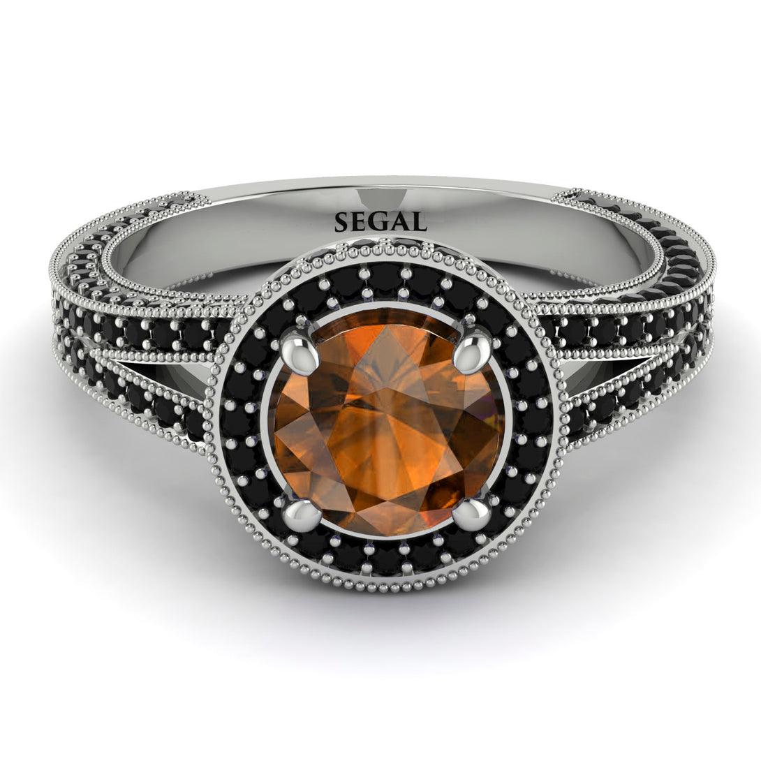 Milgrain Round Brown Diamond Engagement Ring - Payton No. 1109