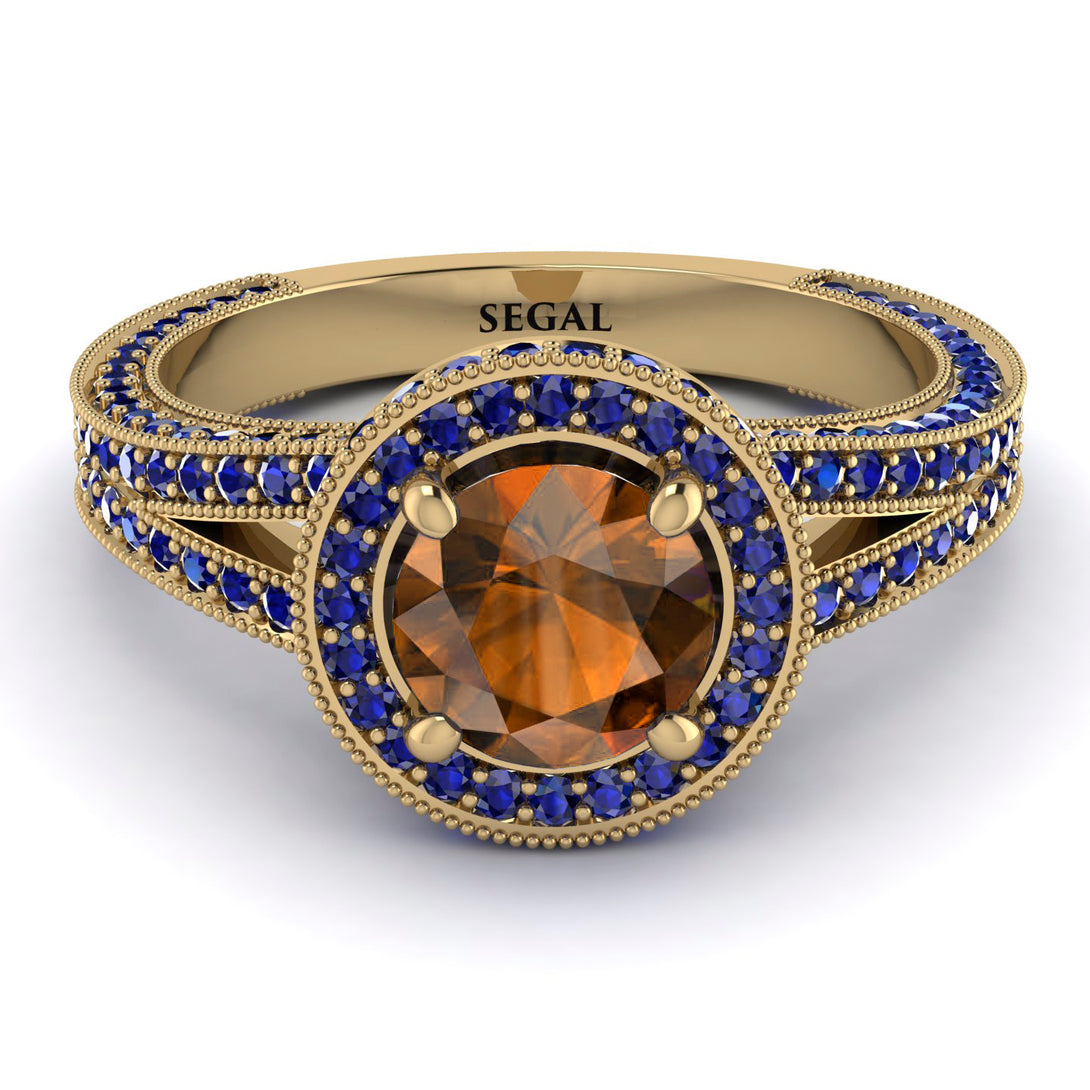 Milgrain Round Brown Diamond Engagement Ring - Payton No. 1113