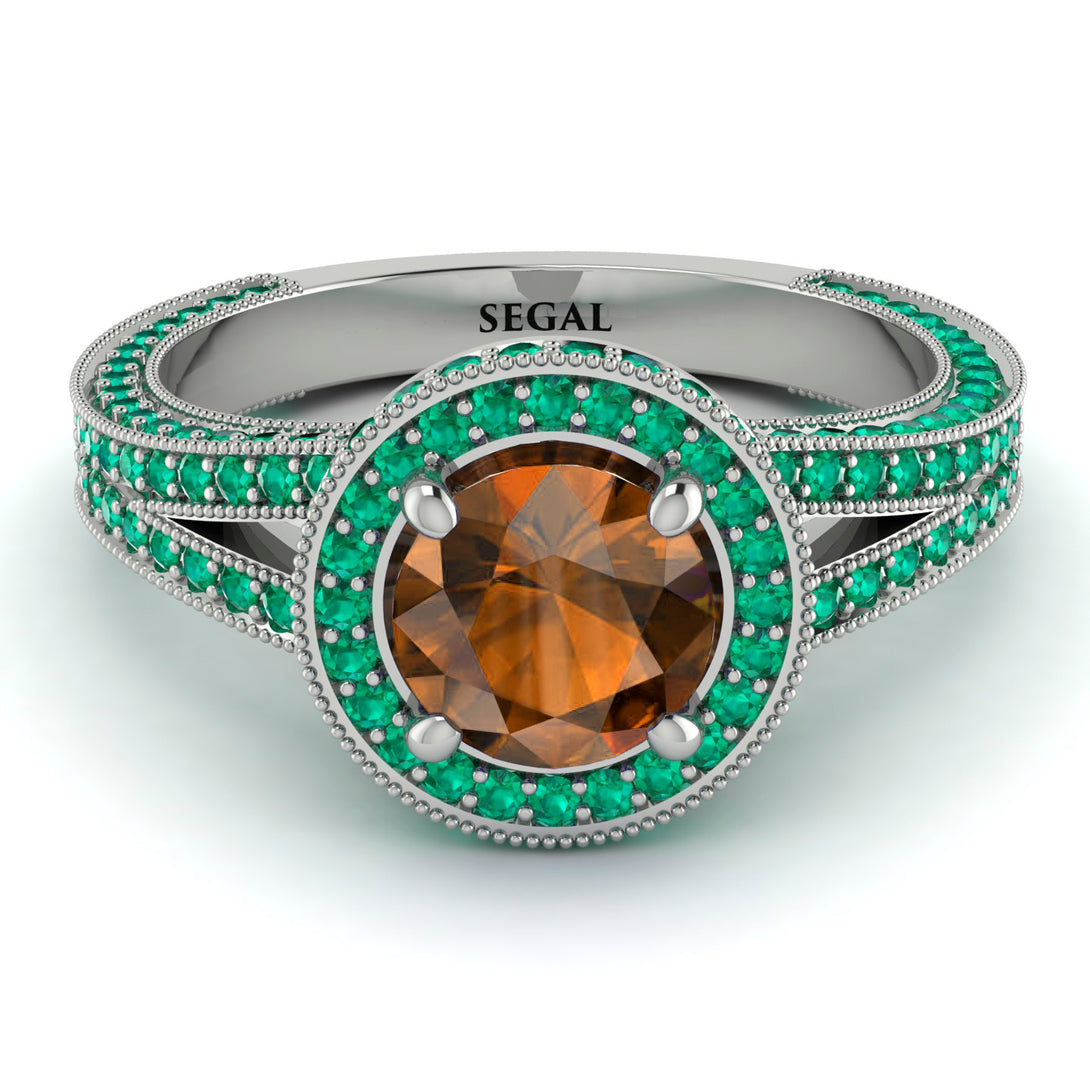 Milgrain Round Brown Diamond Engagement Ring - Payton No. 1106