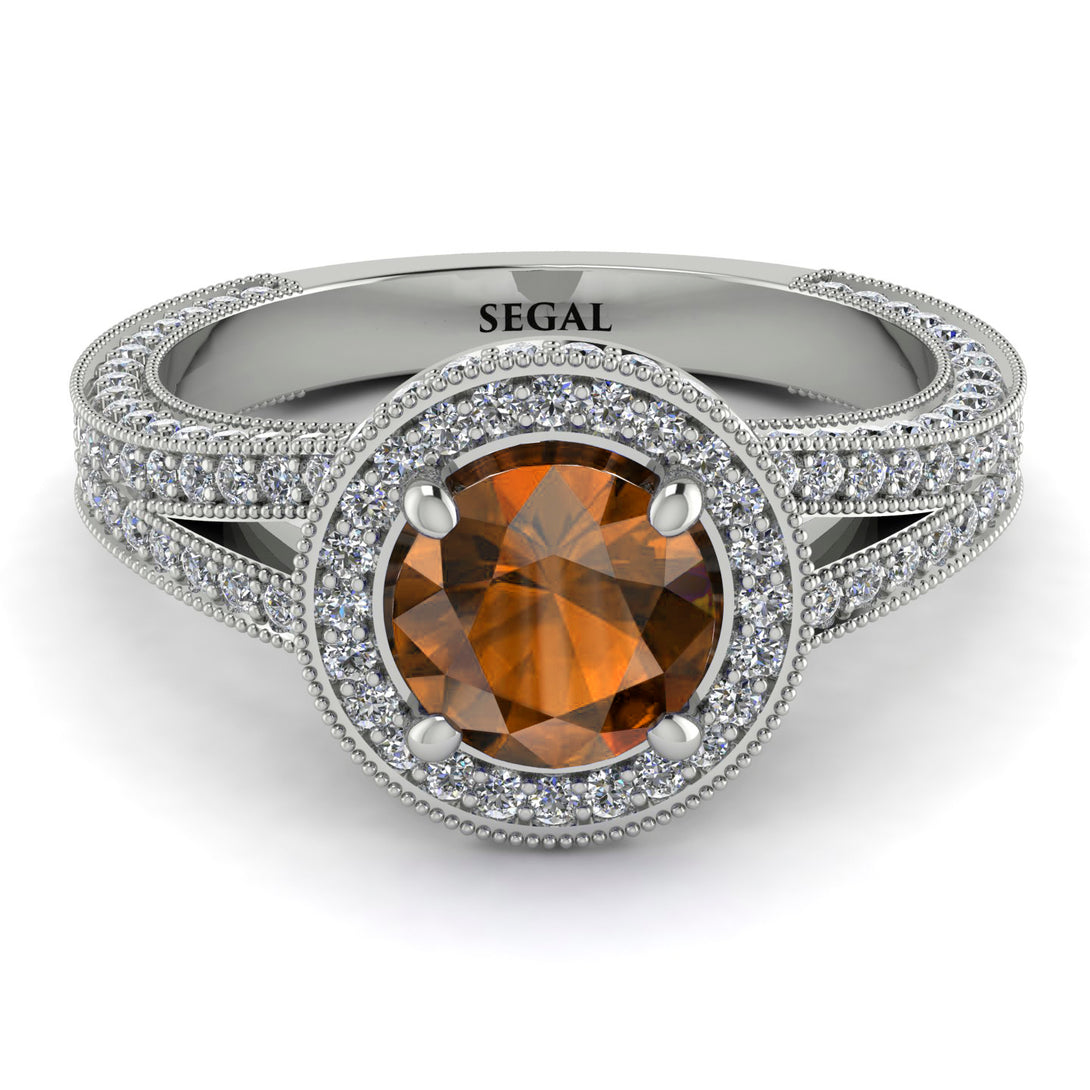 Milgrain Round Brown Diamond Engagement Ring - Payton No. 1103