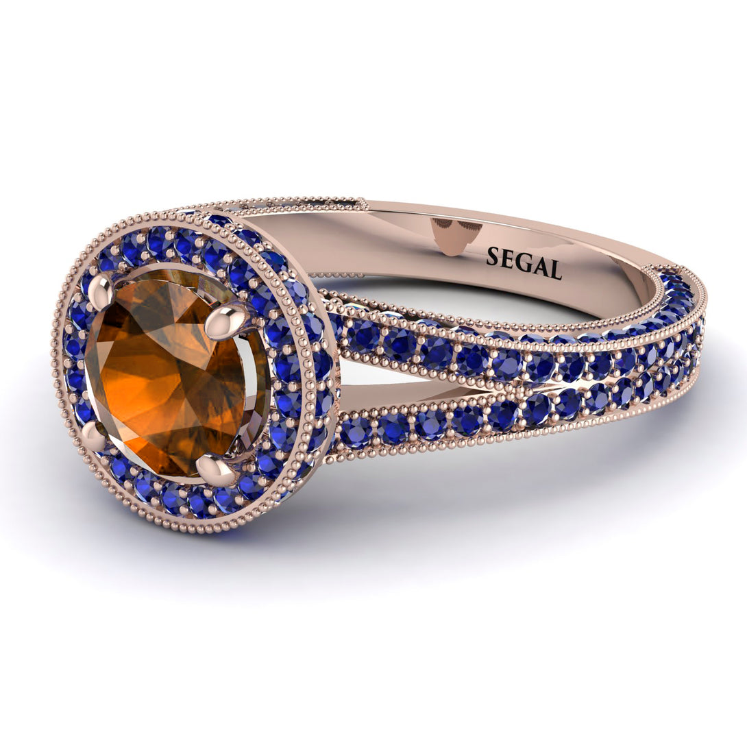 Milgrain Round Brown Diamond Engagement Ring - Payton No. 1114