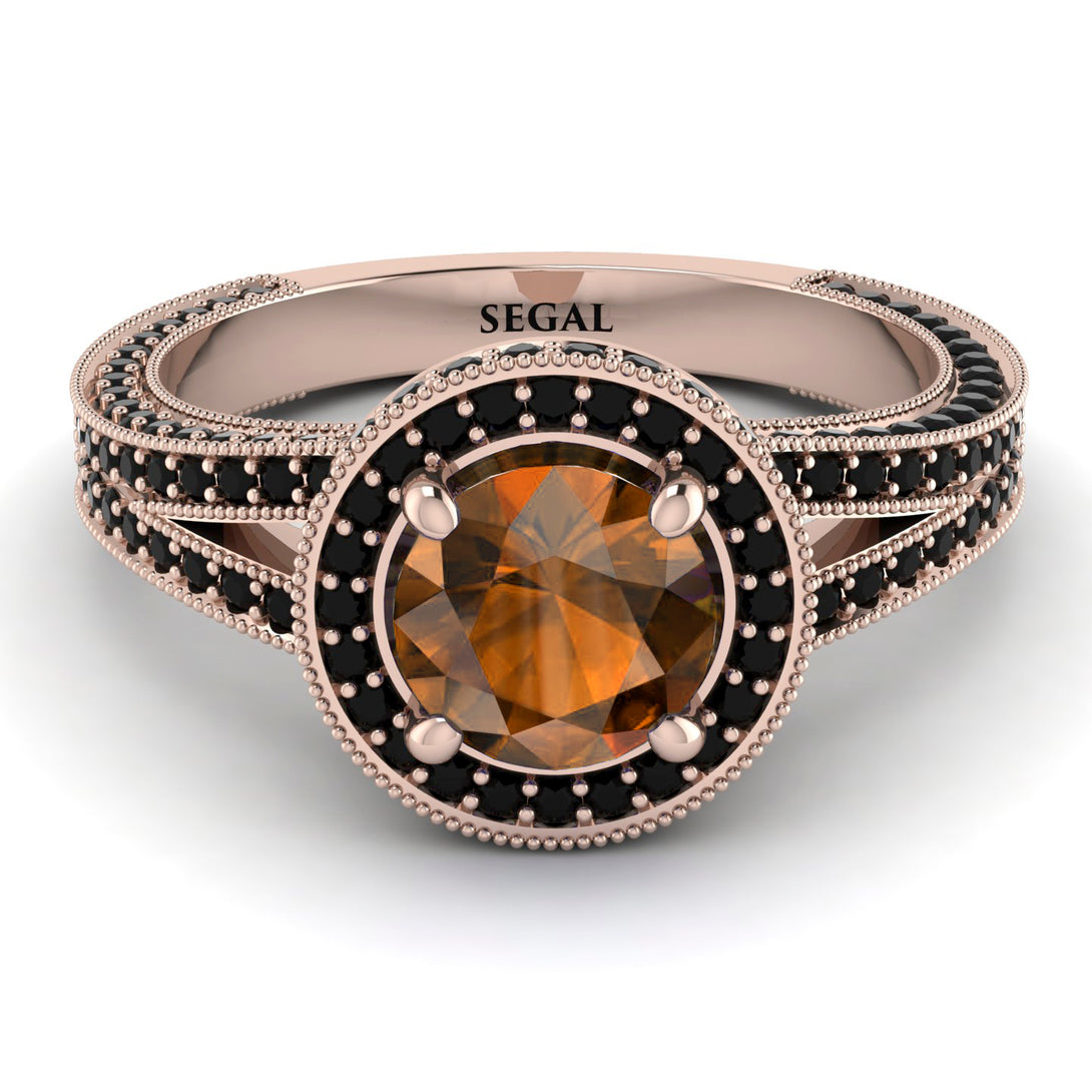Milgrain Round Brown Diamond Engagement Ring - Payton No. 1108