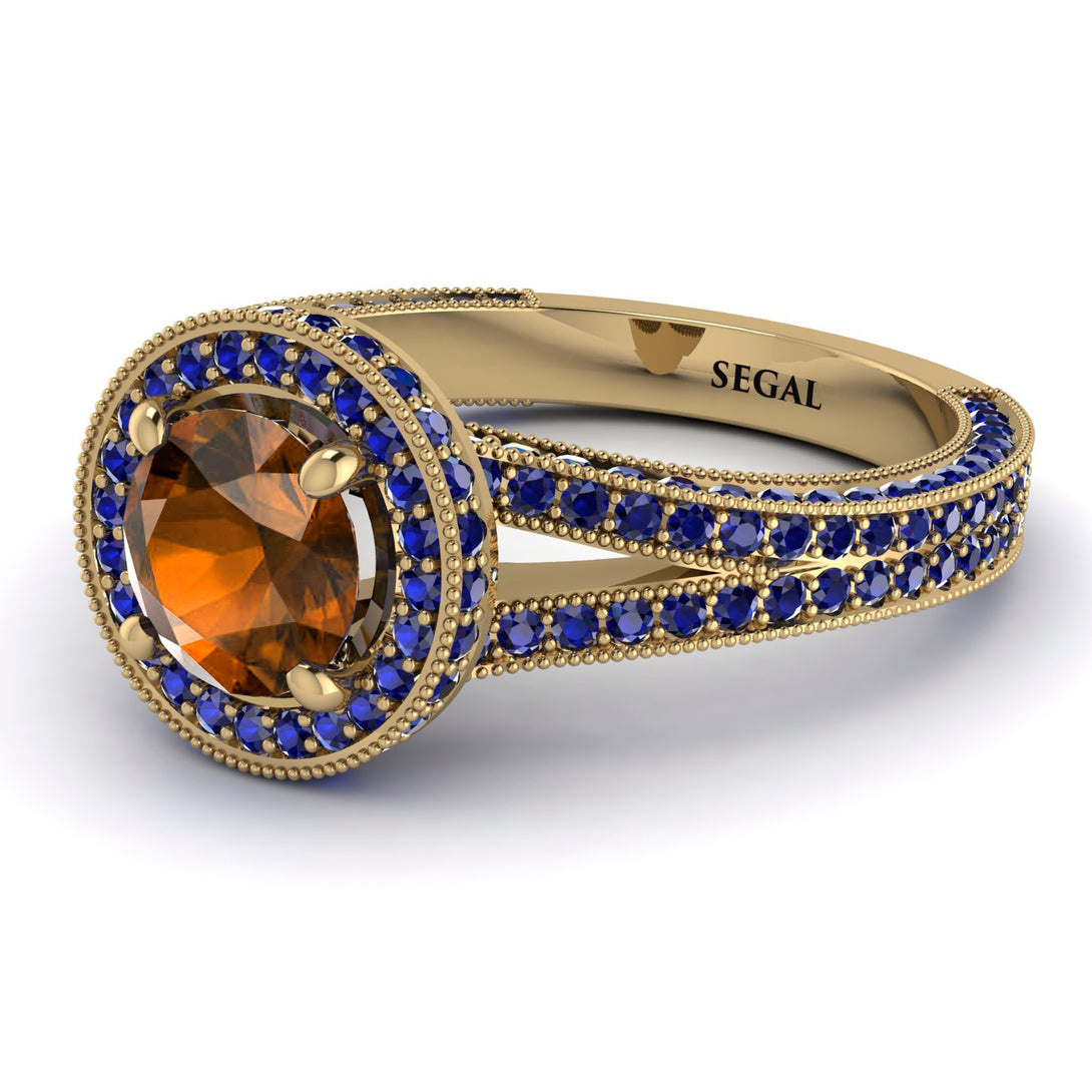 Milgrain Round Brown Diamond Engagement Ring - Payton No. 1113