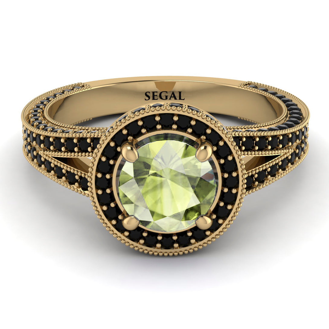 Milgrain Round Peridot Engagement Ring - Payton No. 707
