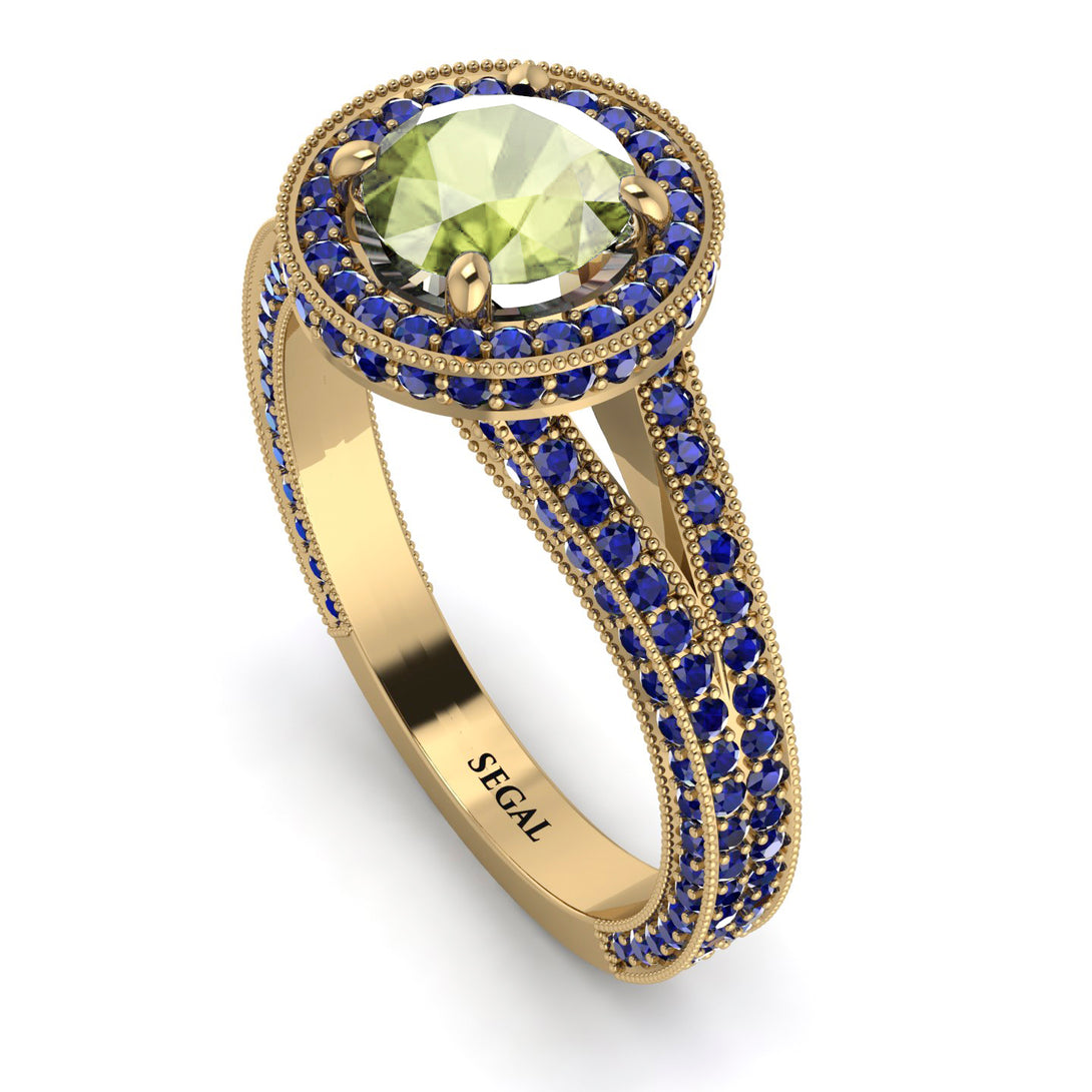 Milgrain Round Peridot Engagement Ring - Payton No. 713