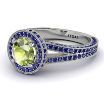Milgrain Round Peridot Engagement Ring - Payton No. 715 image 1