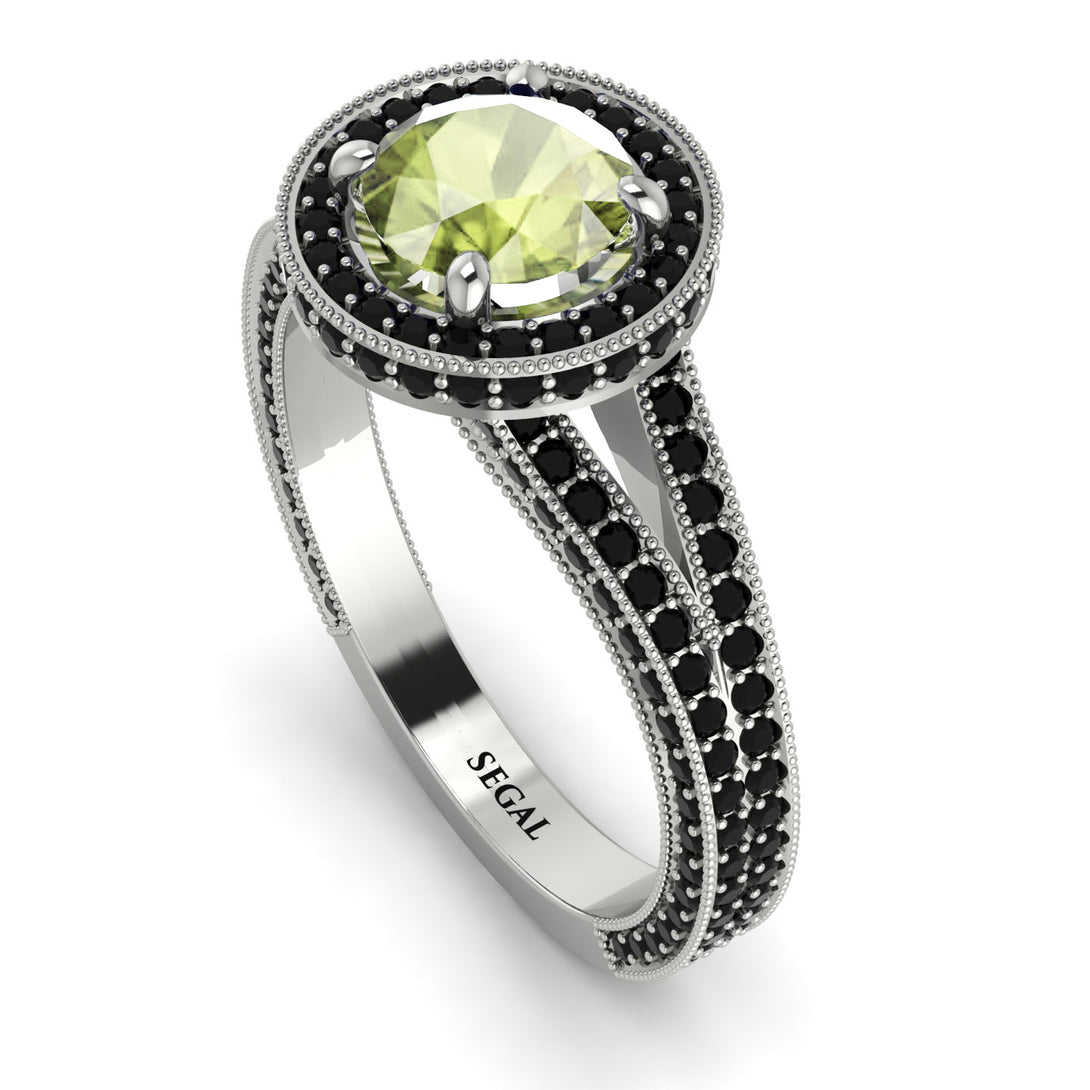 Milgrain Round Peridot Engagement Ring - Payton No. 709