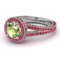 Milgrain Round Peridot Engagement Ring - Payton No. 712 image 1