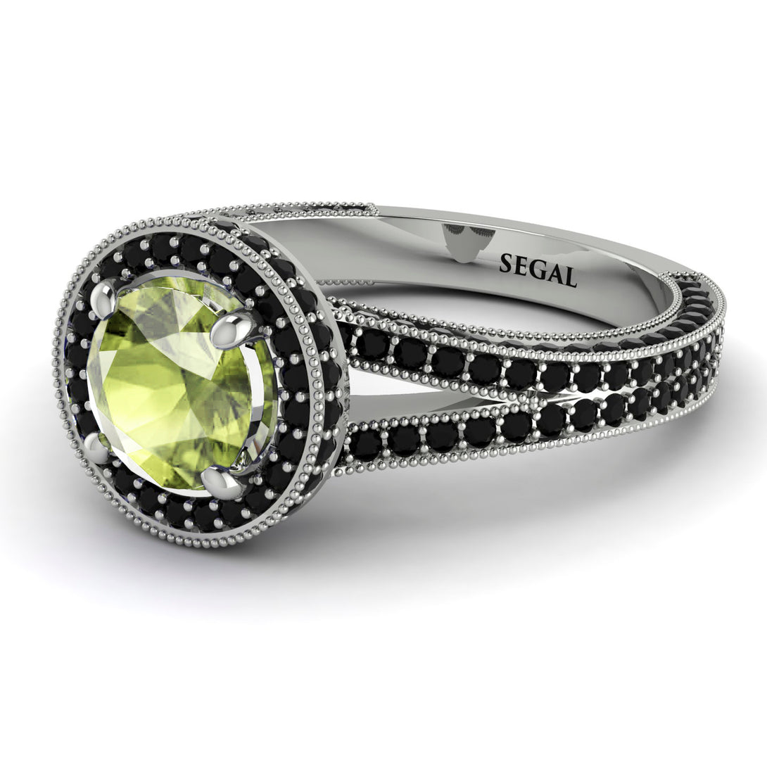 Milgrain Round Peridot Engagement Ring - Payton No. 709