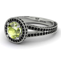 Milgrain Round Peridot Engagement Ring - Payton No. 709 image 1