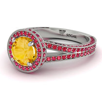 Milgrain Round Citrine Engagement Ring - Payton No. 612 image 1