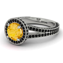 Milgrain Round Citrine Engagement Ring - Payton No. 609 image 1