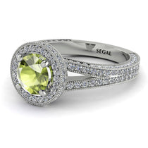 Milgrain Round Peridot Engagement Ring - Payton No. 703 image 1