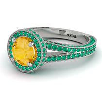 Milgrain Round Citrine Engagement Ring - Payton No. 606 image 1