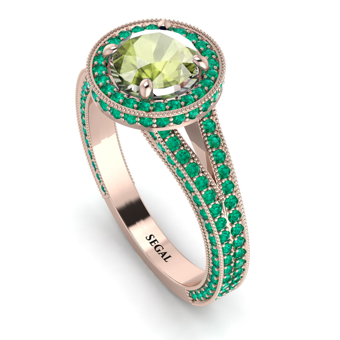 Milgrain Round Peridot Engagement Ring - Payton No. 705