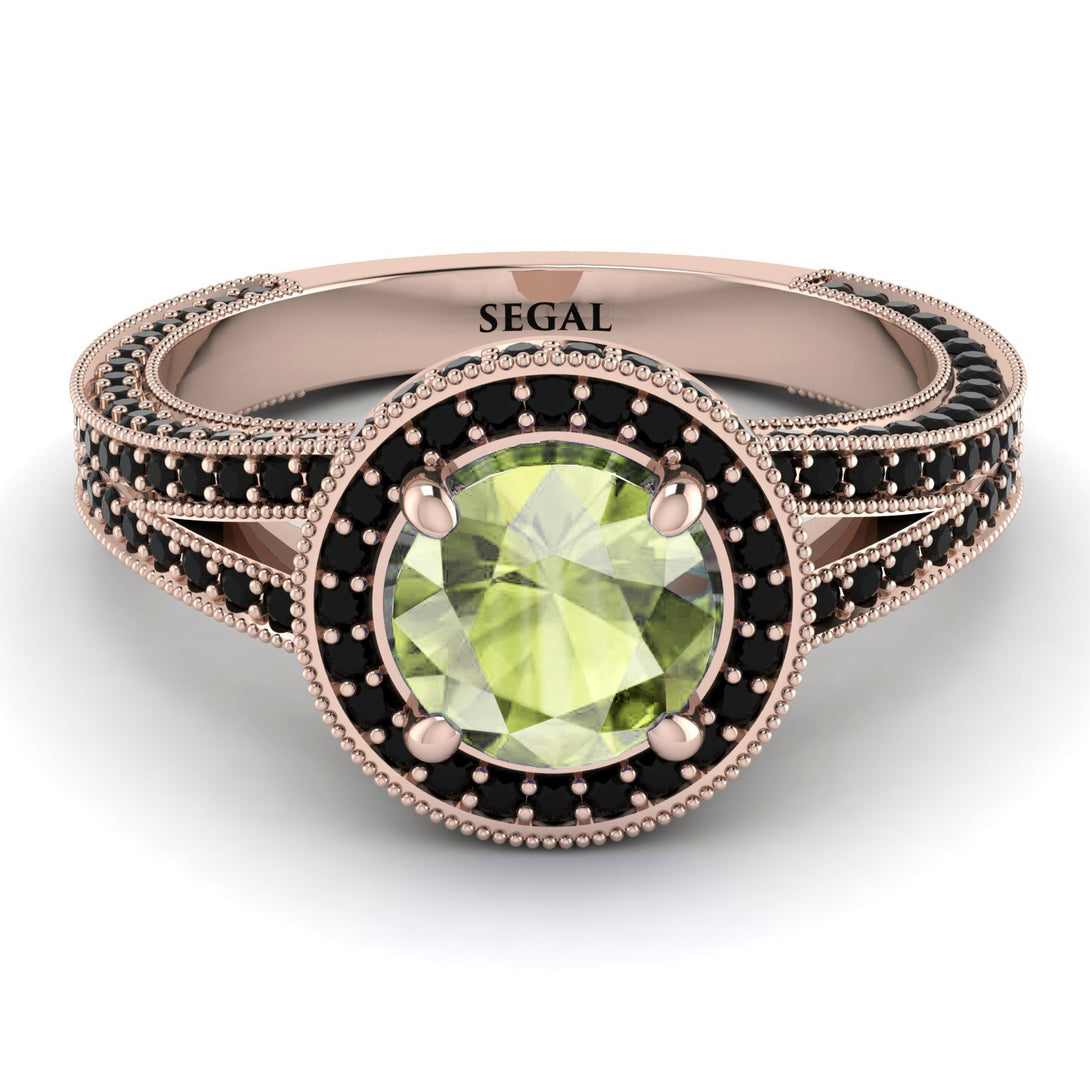 Milgrain Round Peridot Engagement Ring - Payton No. 708