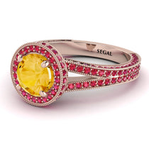 Milgrain Round Citrine Engagement Ring - Payton No. 611 image 1