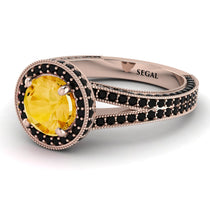 Milgrain Round Citrine Engagement Ring - Payton No. 608 image 1