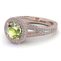 Milgrain Round Peridot Engagement Ring - Payton No. 702 image 1