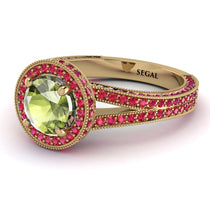 Milgrain Round Peridot Engagement Ring - Payton No. 710 image 1