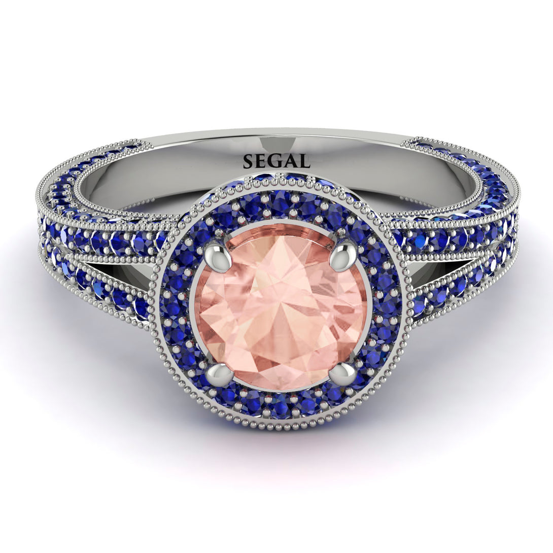 Milgrain Round Morganite Engagement Ring - Payton No. 915