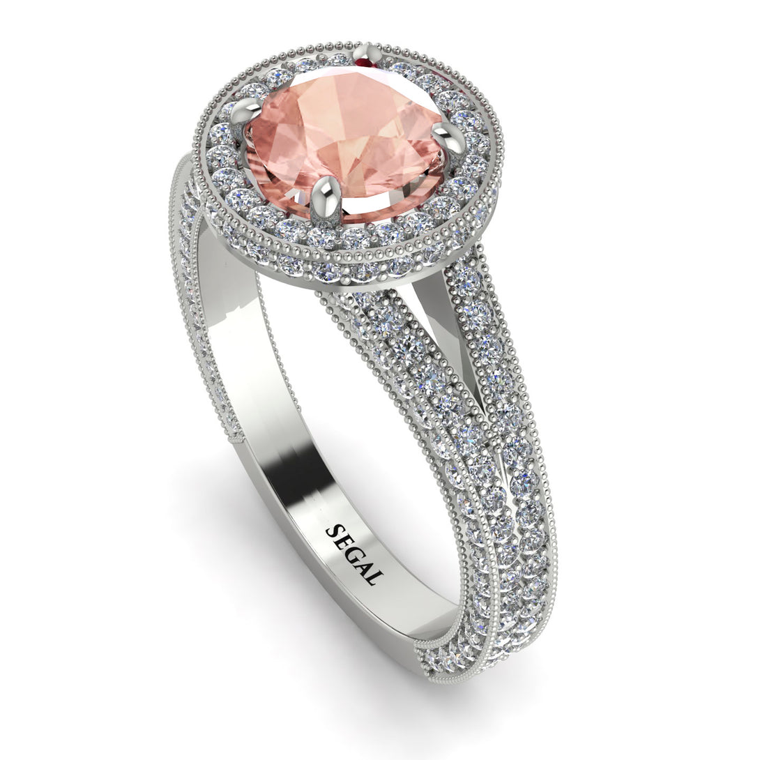 Milgrain Round Morganite Engagement Ring - Payton No. 903