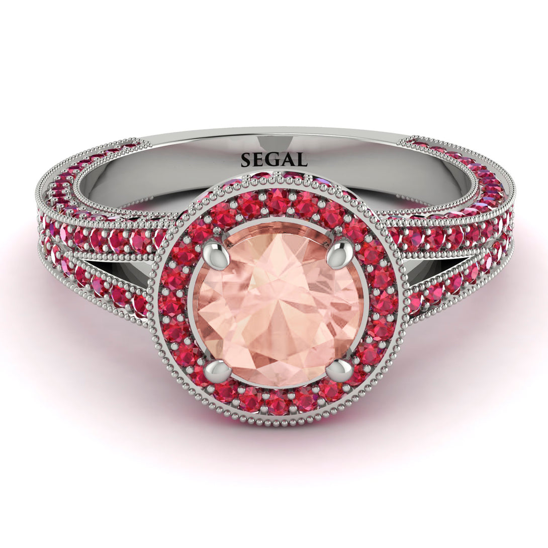 Milgrain Round Morganite Engagement Ring - Payton No. 912