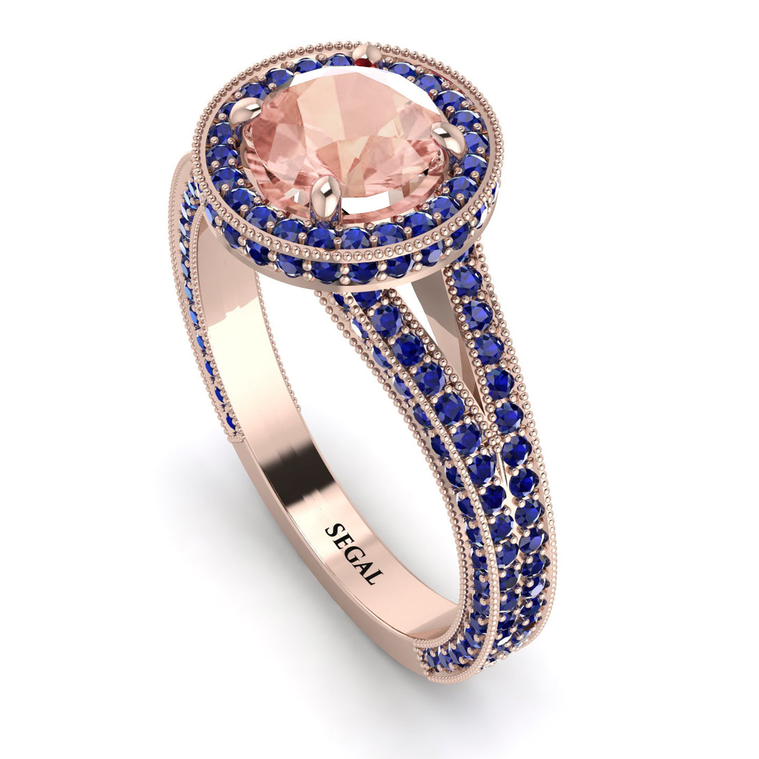 Milgrain Round Morganite Engagement Ring - Payton No. 914