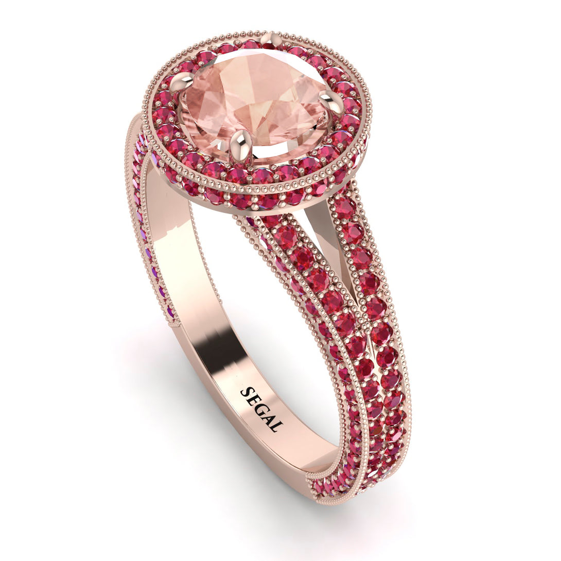 Milgrain Round Morganite Engagement Ring - Payton No. 911