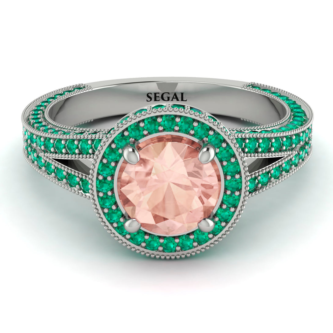 Milgrain Round Morganite Engagement Ring - Payton No. 906