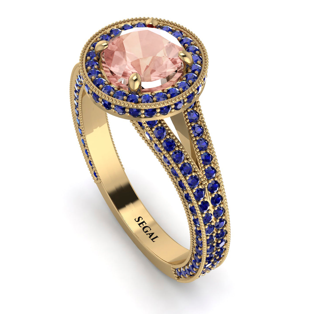 Milgrain Round Morganite Engagement Ring - Payton No. 913