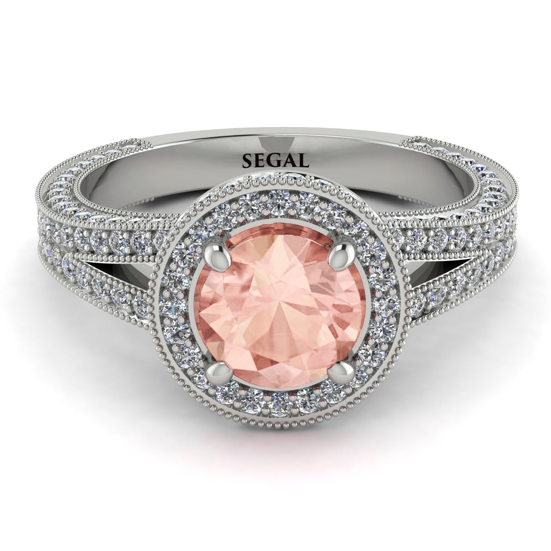 Milgrain Round Morganite Engagement Ring - Payton No. 903