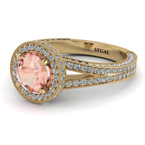 Milgrain Round Morganite Engagement Ring - Payton No. 901 image 1