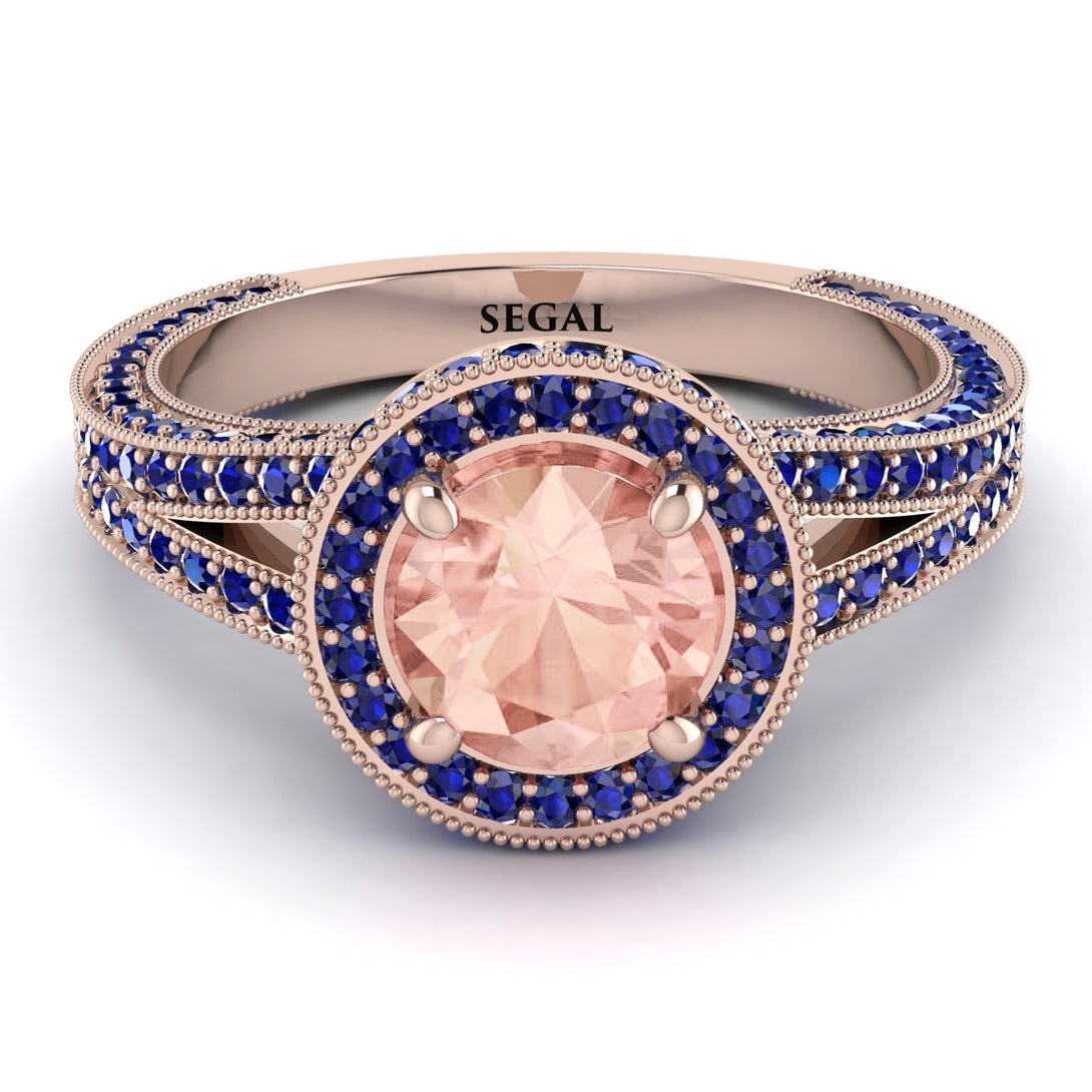 Milgrain Round Morganite Engagement Ring - Payton No. 914